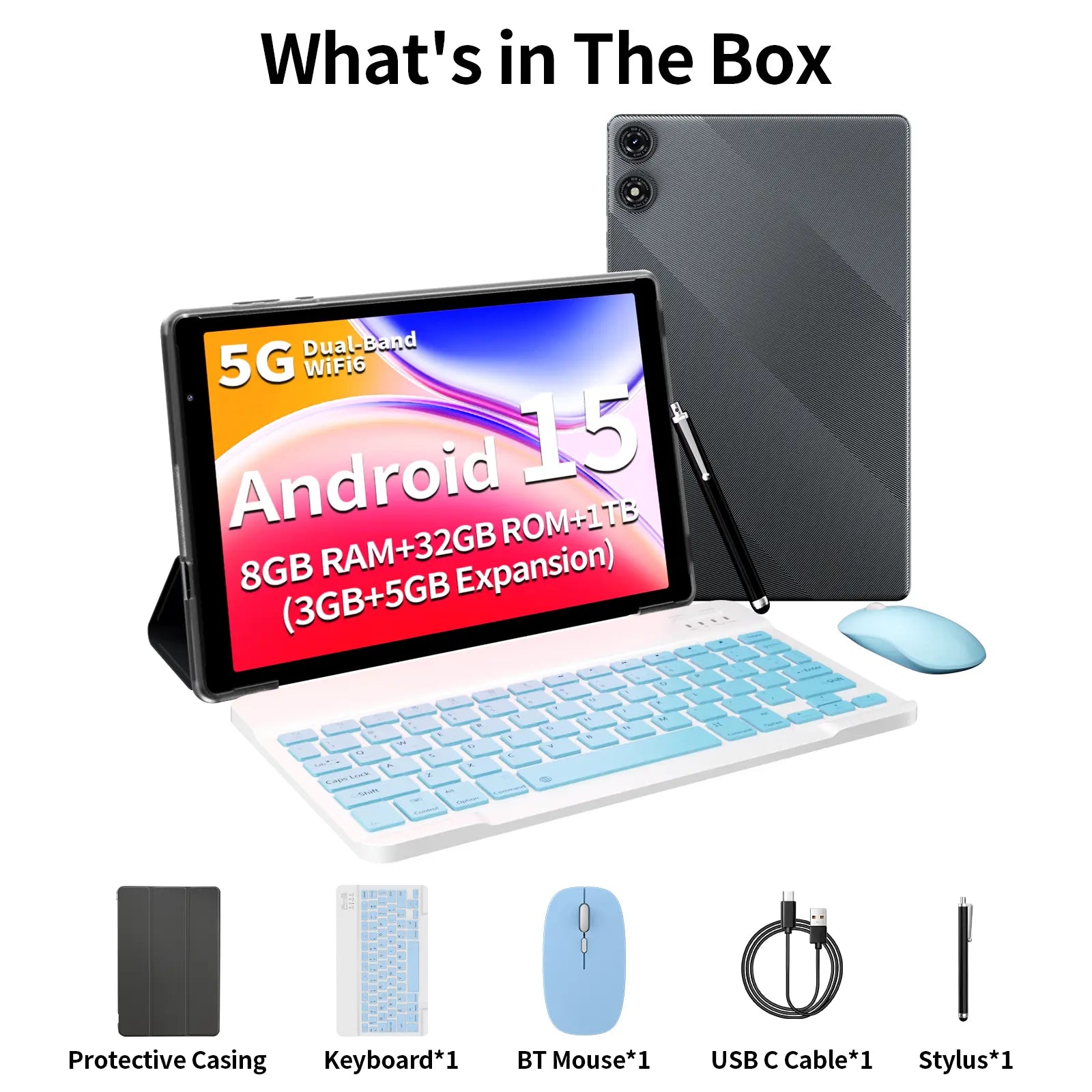 [Spring Glow Up]Pritom 10” New Tablet with Android 15: 5G Wifi, 12GB(3+9) RAM, 32GB+1TB Rom,6000Mah Battery – Perfect for Work and Play, Upgrade Your Tech, Long-Lasting Power, Versatile Device