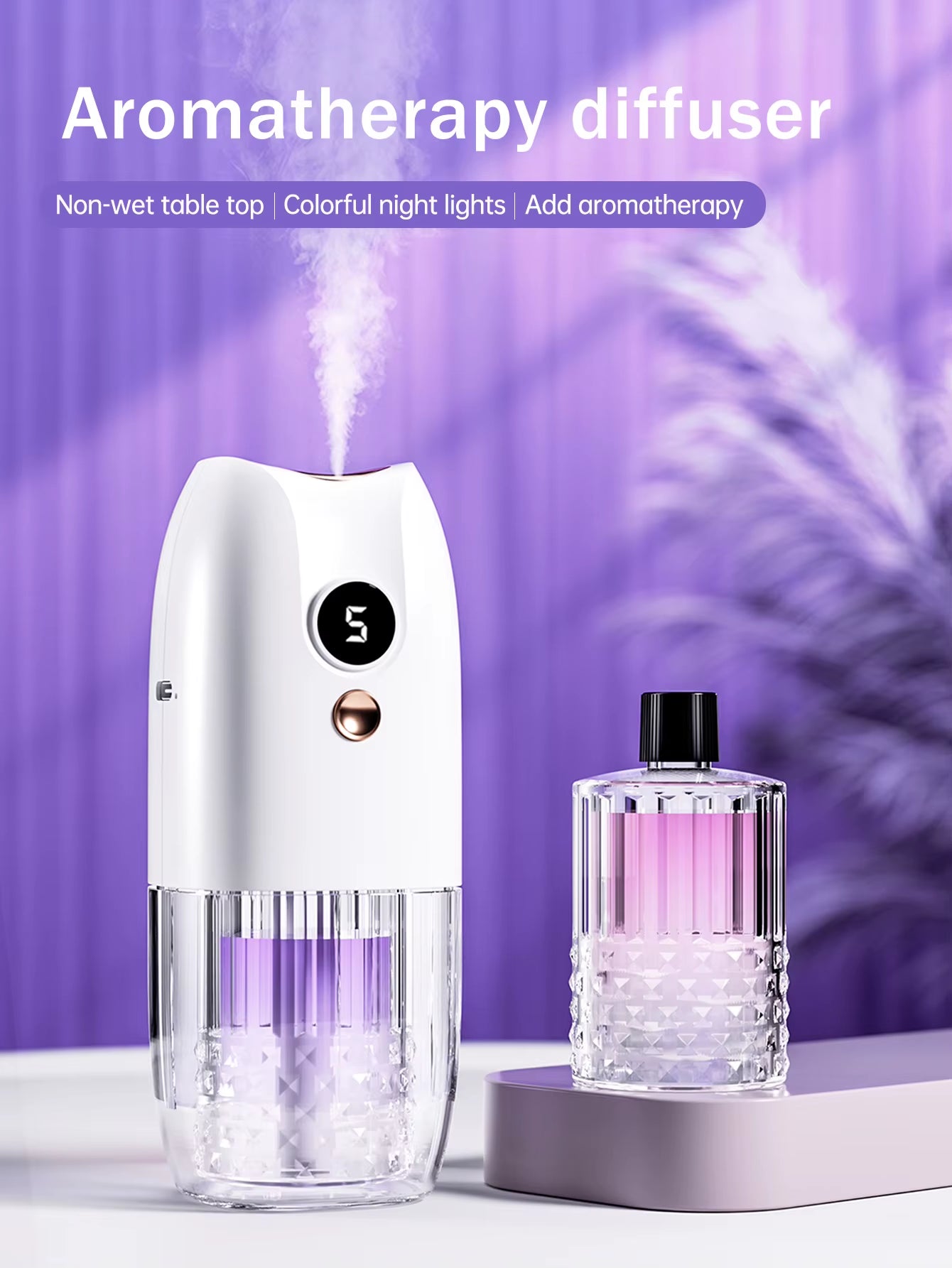 Multi-Functional Rechargeable Portable Aroma Diffuser Essential Oil Diffuser Timer Air Freshener Car Home Living Room Bathroom