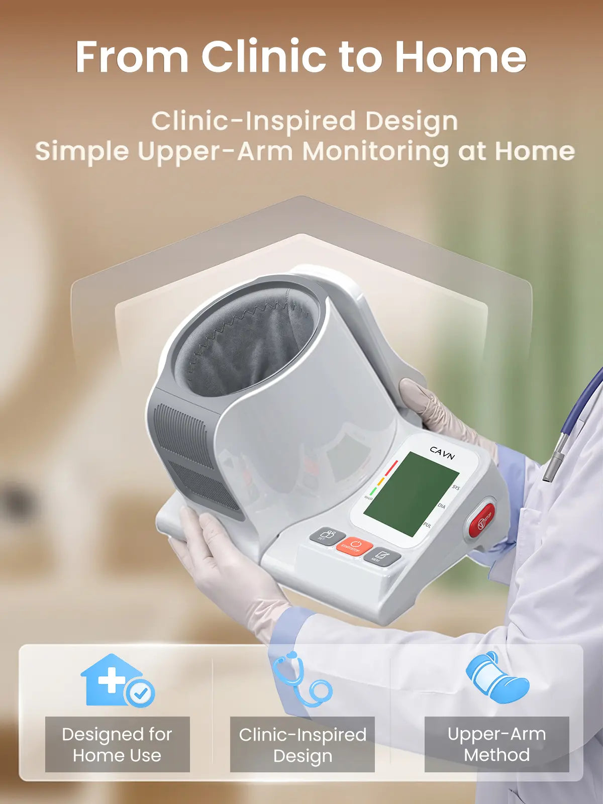 CAVN 2026 Blood Pressure Monitor, One-Touch Operation Upper Arm BP Monitor for Home Use, Large LED Display & 3-Color Backlight, Large Cuff (7.1"-16.5") Cylindrical Arm Design