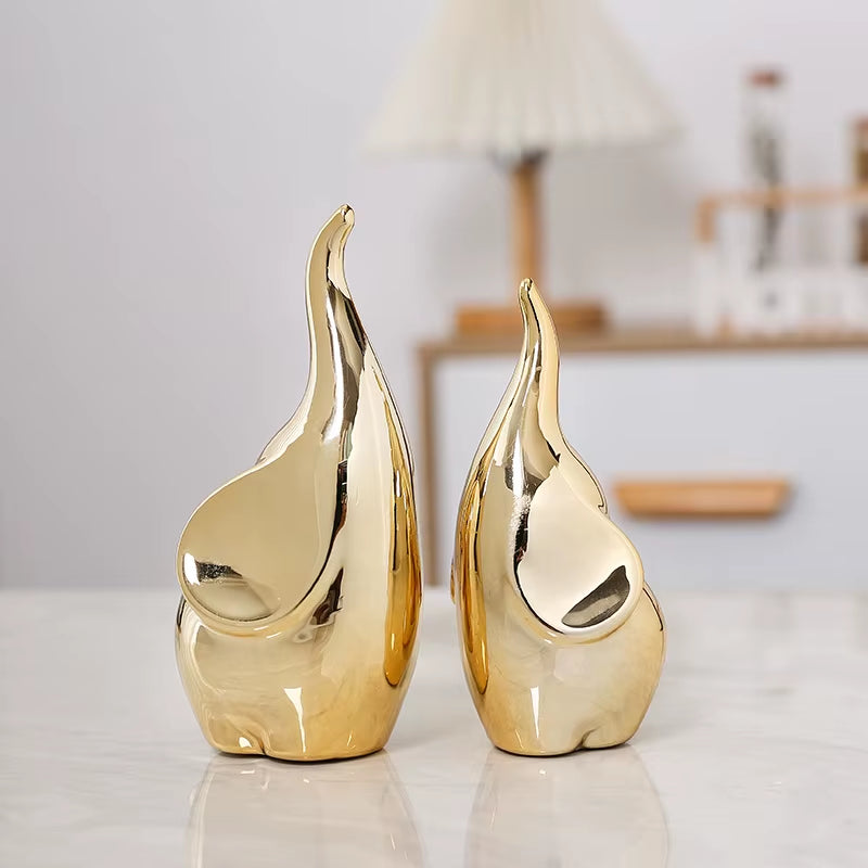 White Porcelain Elephant Ornament Living Room Decor Miniature Item Office Decoration Accessories Home Garden Bedroom Decorations