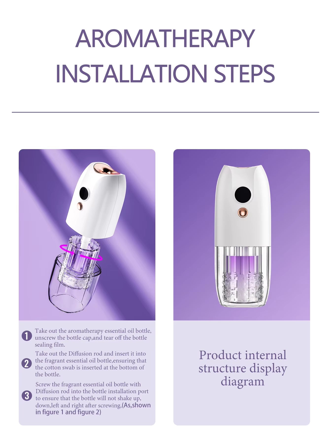 Multi-Functional Rechargeable Portable Aroma Diffuser Essential Oil Diffuser Timer Air Freshener Car Home Living Room Bathroom