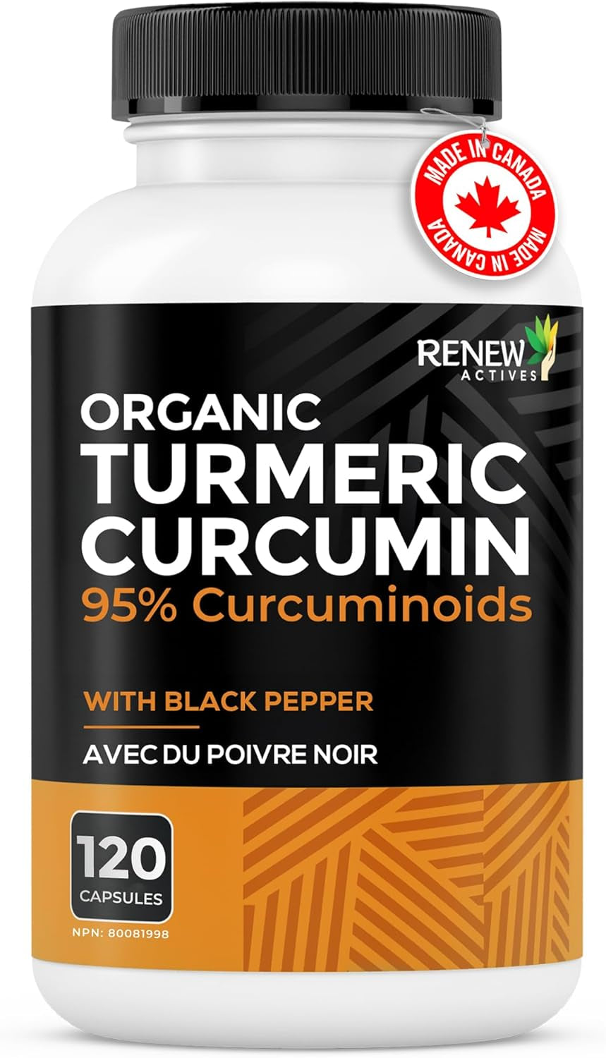 Turmeric Curcumin – Ultra Potent 95% Curcuminoids with Bioperine Black Pepper for Maximum Absorption – Supports Joint Health, Mobility, Digestion & Liver – Made in Canada – 120 Capsules