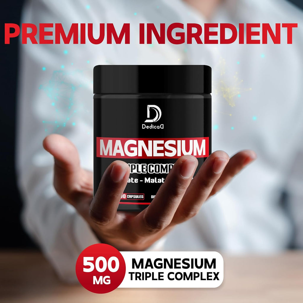 500Mg Magnesium Glycinate Supplement (As Magnesium Glycinate, Malate, & Citrate) - 90 Capsules